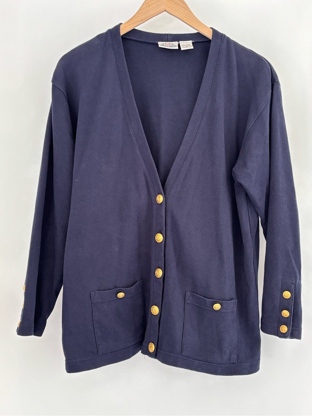 Vintage, navy cardigan, 100%cotton